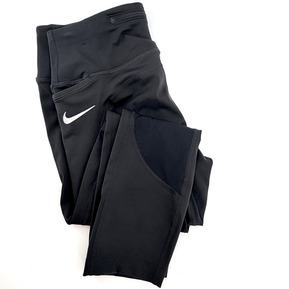 Nike Dri-FIT Leggings Womens Medium Black Mesh Cropped Pockets CZ9238-010
